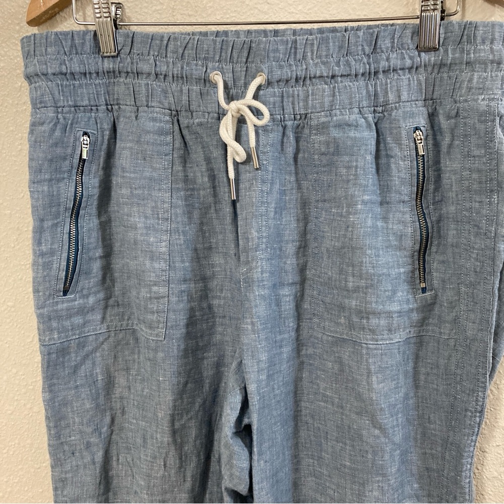 Athleta Carbón Linen Jogger Blue Drawstring Pants size 12 - Picture 3 of 13